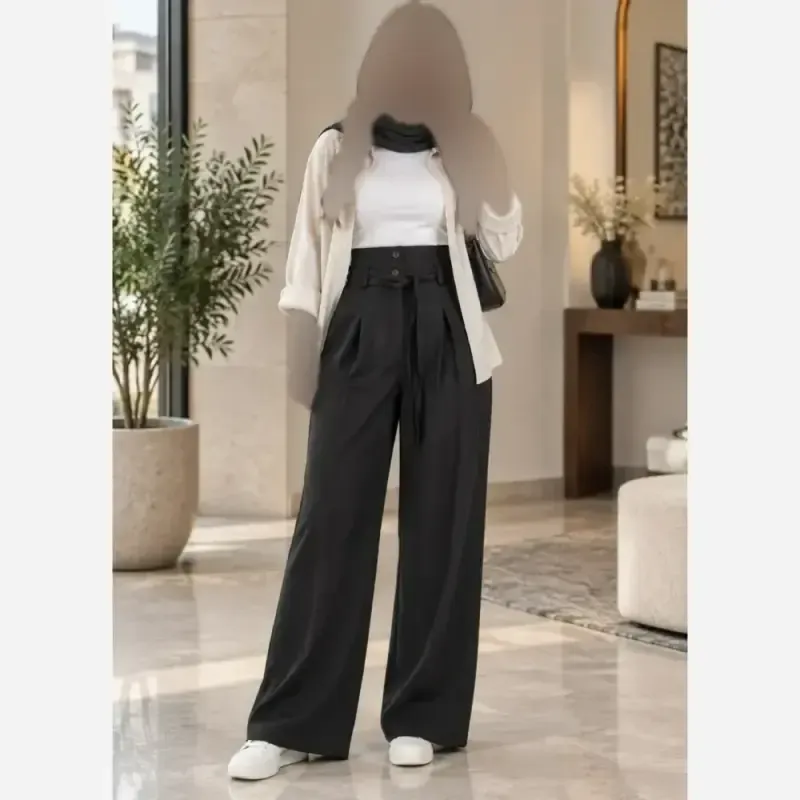 شلوار بگ بزیاق کمربنددار جیب دار قد 105 سایز L تا XXL