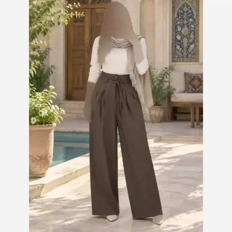 شلوار بگ بزیاق کمربنددار جیب دار قد 105 سایز L تا XXL