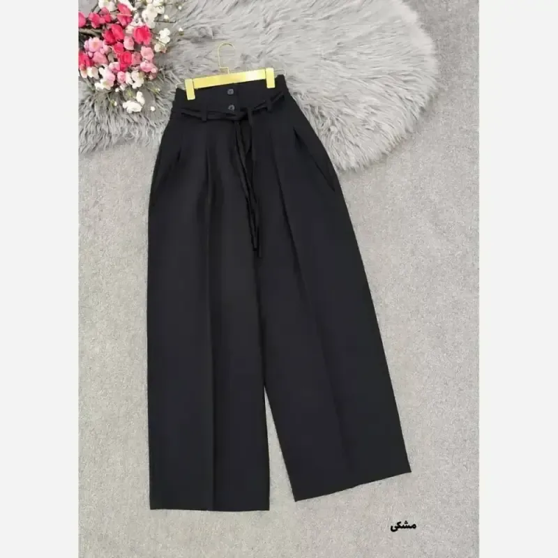 شلوار بگ بزیاق کمربنددار جیب دار قد 105 سایز L تا XXL