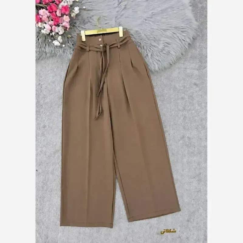 شلوار بگ بزیاق کمربنددار جیب دار قد 105 سایز L تا XXL