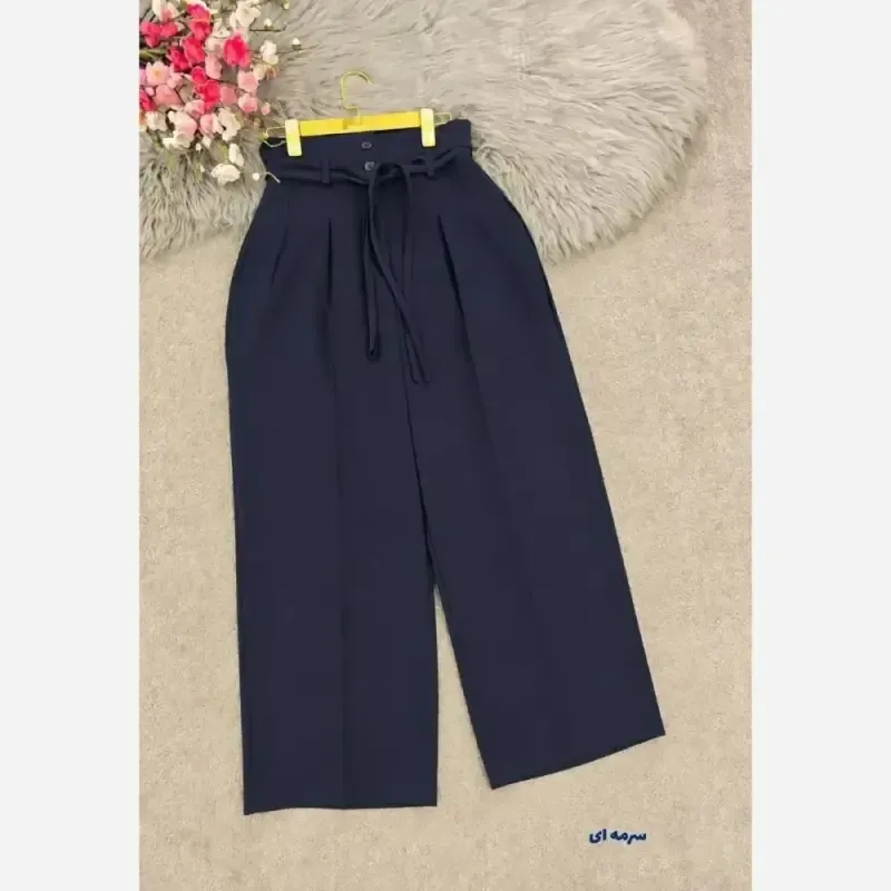 شلوار بگ بزیاق کمربنددار جیب دار قد 105 سایز L تا XXL