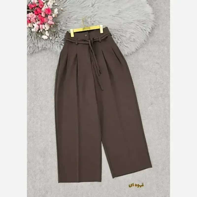شلوار بگ بزیاق کمربنددار جیب دار قد 105 سایز L تا XXL