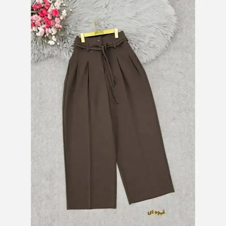 شلوار بگ بزیاق کمربنددار جیب دار قد 105 سایز L تا XXL
