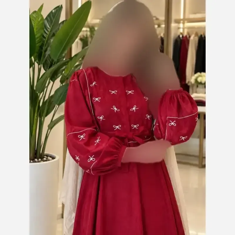 کفتان گلدوزی پاپیونی پاییزه مخمل کبریتی ریز فری سایز