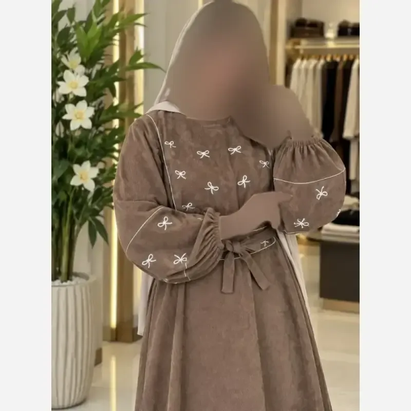 کفتان گلدوزی پاپیونی پاییزه مخمل کبریتی ریز فری سایز
