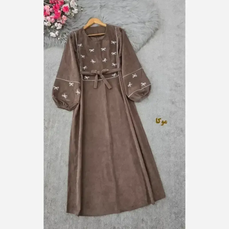 کفتان گلدوزی پاپیونی پاییزه مخمل کبریتی ریز فری سایز