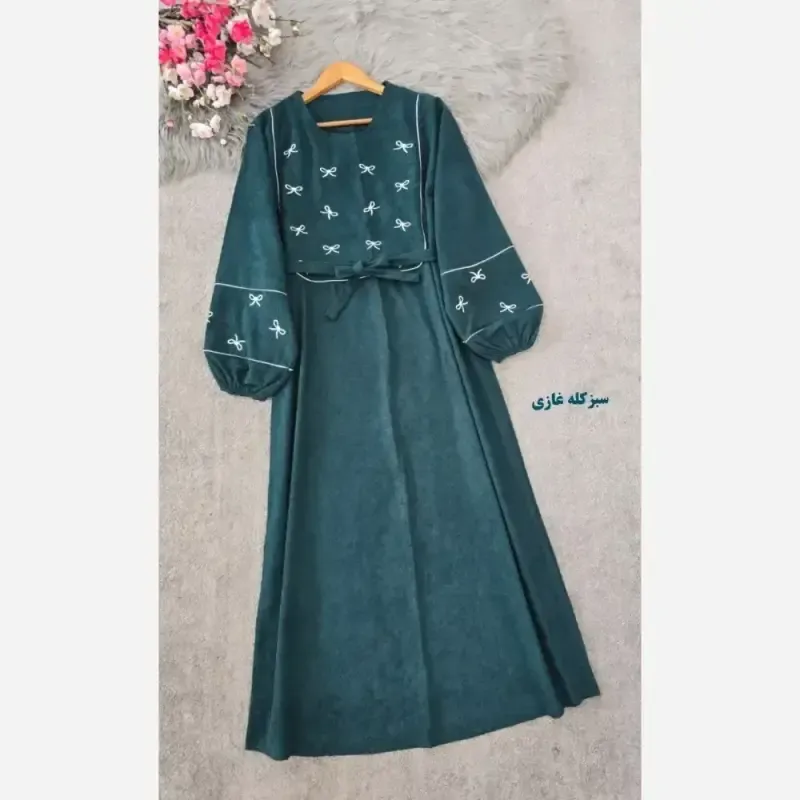 کفتان گلدوزی پاپیونی پاییزه مخمل کبریتی ریز فری سایز
