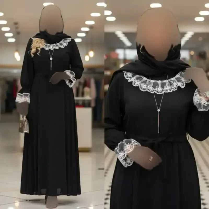 پیراهن عبایی زنانه مدل محبوبه جنس الیزه رنگ مشکی