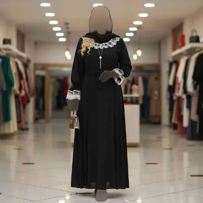پیراهن عبایی زنانه مدل محبوبه جنس الیزه رنگ مشکی