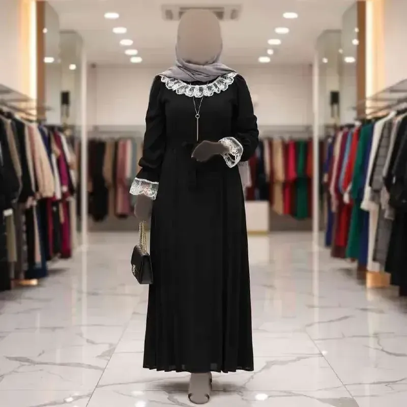 پیراهن عبایی زنانه مدل محبوبه جنس الیزه رنگ مشکی