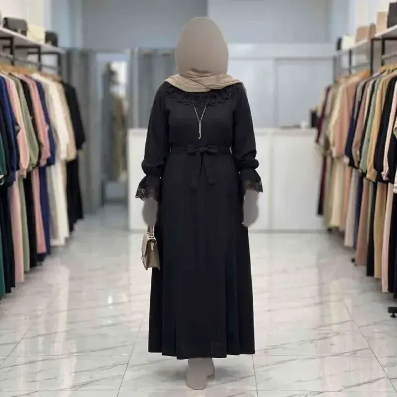 پیراهن عبایی زنانه مدل محبوبه جنس الیزه رنگ مشکی