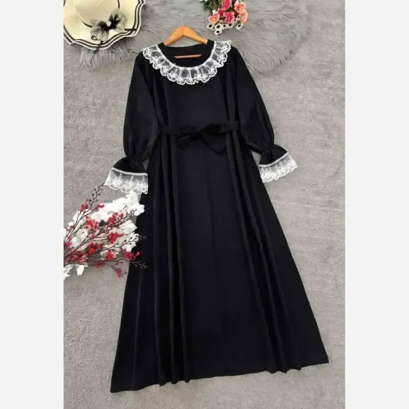 پیراهن عبایی زنانه مدل محبوبه جنس الیزه رنگ مشکی