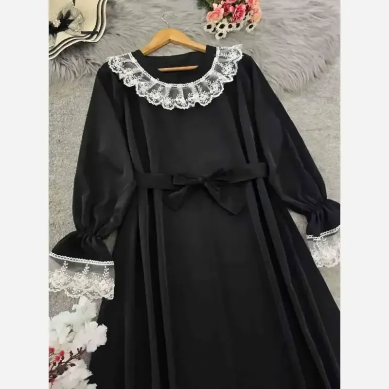 پیراهن عبایی زنانه مدل محبوبه جنس الیزه رنگ مشکی