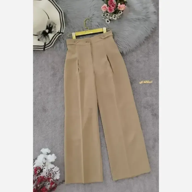 شلوار بگ مازراتی کمر پاگن دار زنانه قد 103 رنگ مشکی قهوه ای نسکافه ای سایز L XL XXL