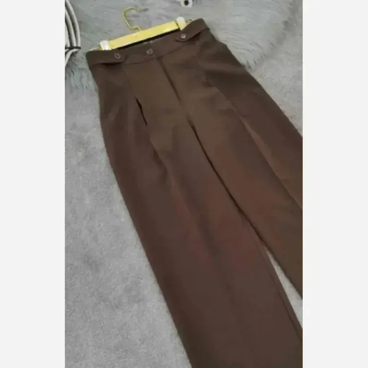 شلوار بگ مازراتی کمر پاگن دار زنانه قد 103 رنگ مشکی قهوه ای نسکافه ای سایز L XL XXL