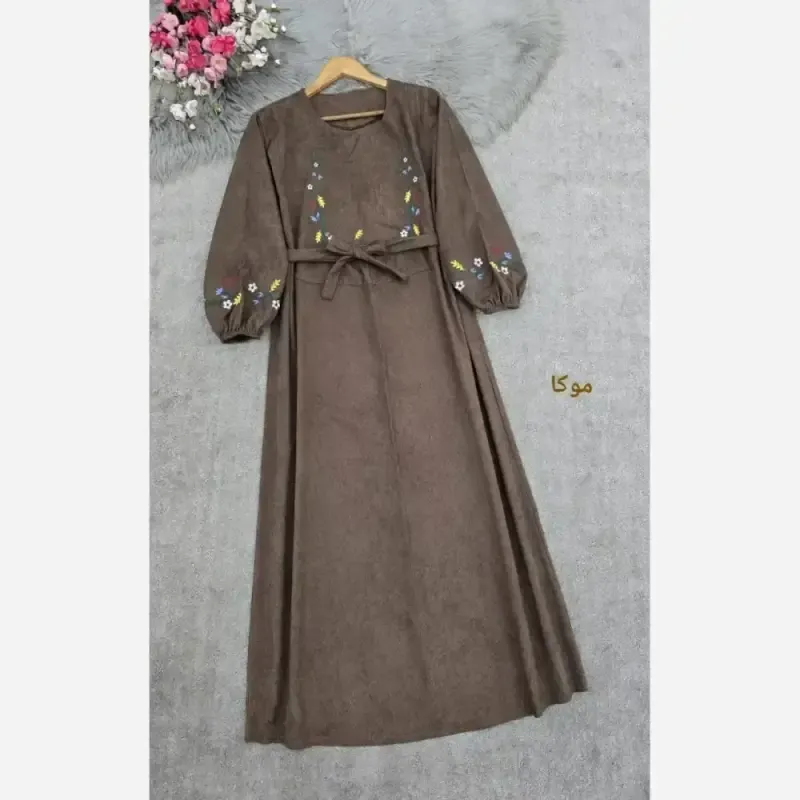 کفتان گلدوزی پاییزه مخمل کبریتی ریز فری سایز قد 136