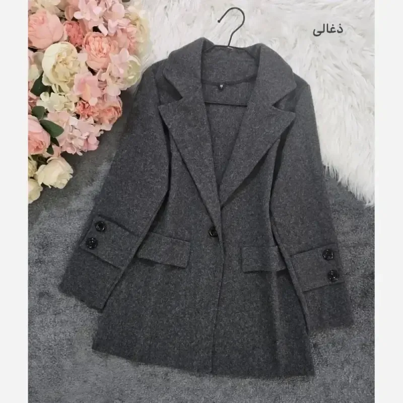 کت فوتر کجراه زنانه آستین پاگون دار یقه انگلیسی گرم بالا