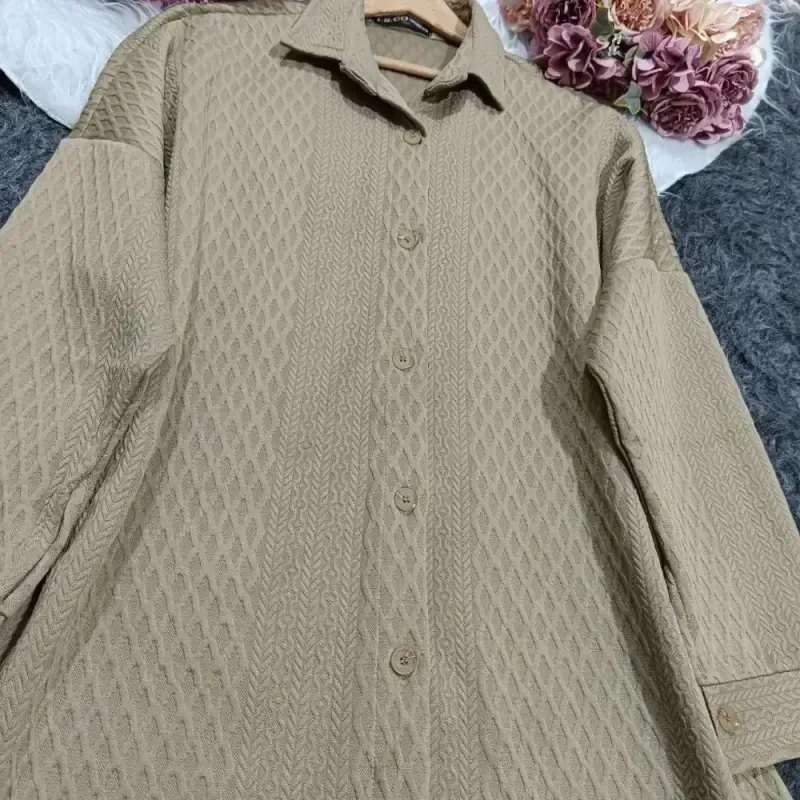 شومیز مانتویی فیتیله ای ضخیم فری سایز رنگ بندی متنوع