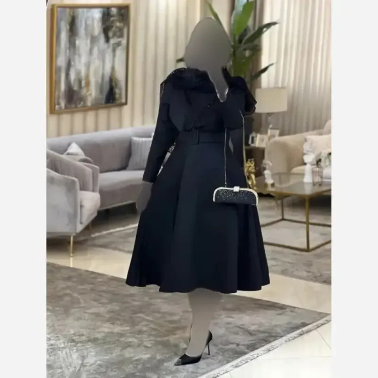 پیراهن مجلسی زنانه یقه ضربدری مروارید دوزی شده جنس سوپر مازراتی آستین بلند