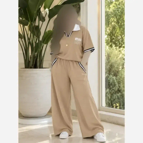 ست دو تیکه تیشرت و شلوار گلکسی نخ پنبه اعلاء فری سایز تا 48