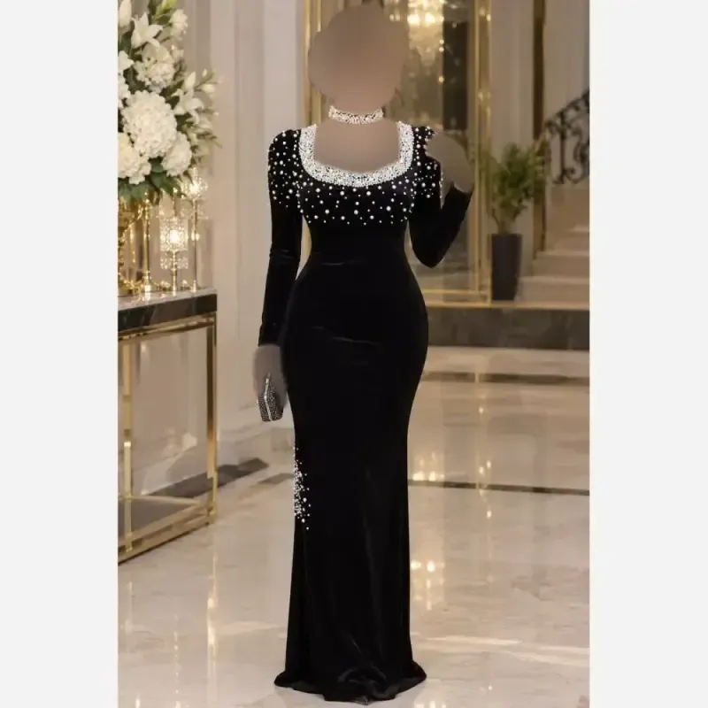 ماکسی مخمل مرواریدی مدل لنا قد 150 سایز 36 تا 46