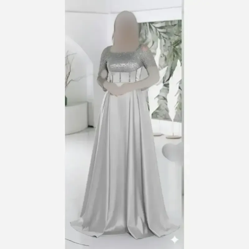 ماکسی مجلسی مدل بیتا پارچه جسیمکو با ساتن آمریکایی سایز 36 تا 48