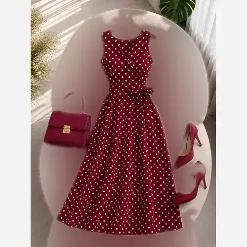 پیراهن رزا کرپ سافت وارداتی کمربند دار سایز 38 تا 46