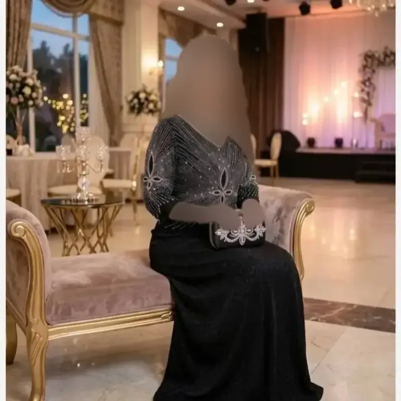 ماکسی مجلسی زنانه کرپ لمه رنگ مشکی قد 150 الی 155