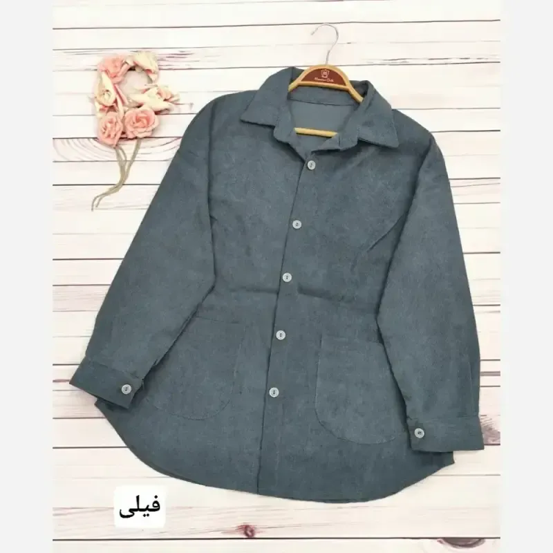 مانتو پاییزه مخمل کبریتی وارداتی جلو دکمه دار سایز بزرگ فری سایز تا 48