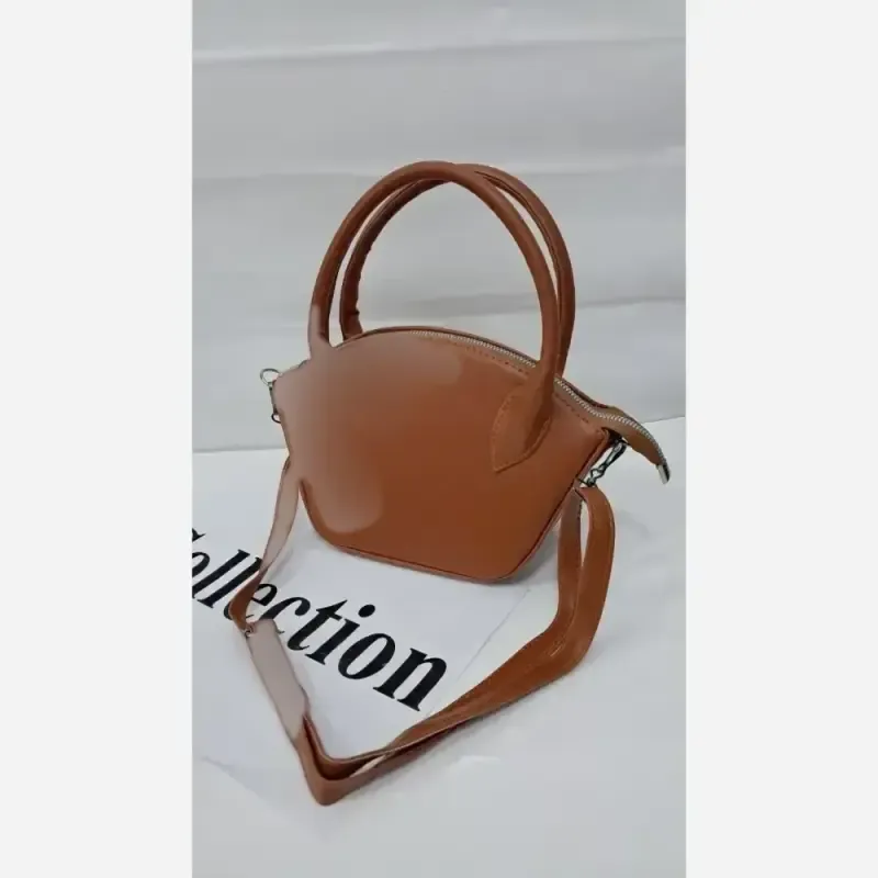 کیف دستی دوشی چرم سایز 15 در 20 رنگ خردلی و زرشکی