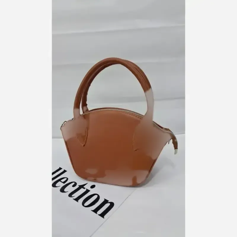 کیف دستی دوشی چرم سایز 15 در 20 رنگ خردلی و زرشکی