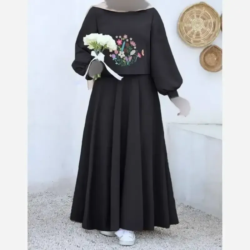 ست رویه و سارافون آرامش جنس مازراتی گلدوزی شده فری سایز