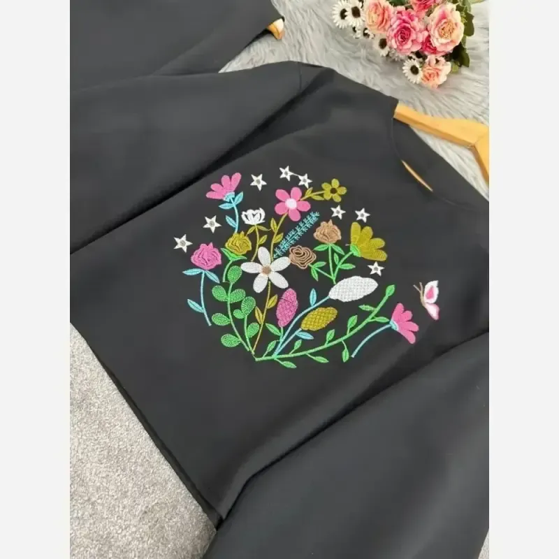 ست رویه و سارافون آرامش جنس مازراتی گلدوزی شده فری سایز
