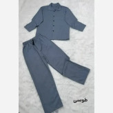 ست پیراهن شلوار مراکشی راه راه جلو دکمه سایز بزرگ