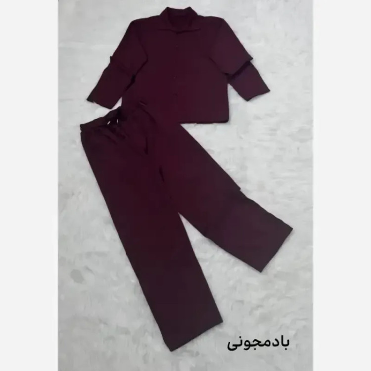 ست پیراهن شلوار مراکشی راه راه جلو دکمه سایز بزرگ
