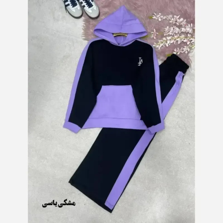 ست هودی شلوار زنانه طرح LA جنس دورس سایز فری 38 تا 46