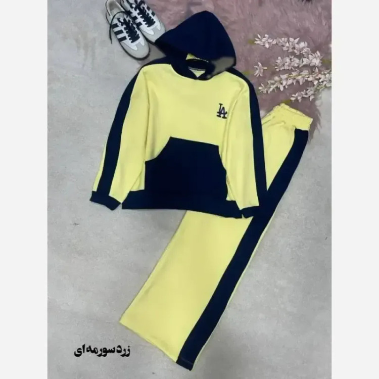 ست هودی شلوار زنانه طرح LA جنس دورس سایز فری 38 تا 46