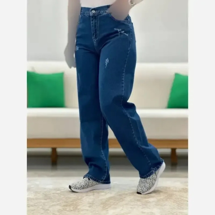 شلوار بگ جین زنانه سنگشور شده