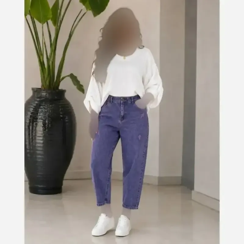 شلوار مام استایل جین اصل رنگی زنانه