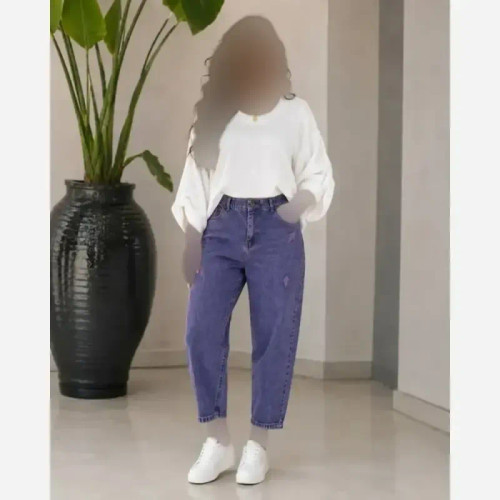 شلوار مام استایل جین اصل رنگی زنانه