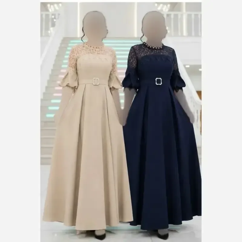 ماکسی مجلسی مدل جانان کرپ مازراتی کمربند دار