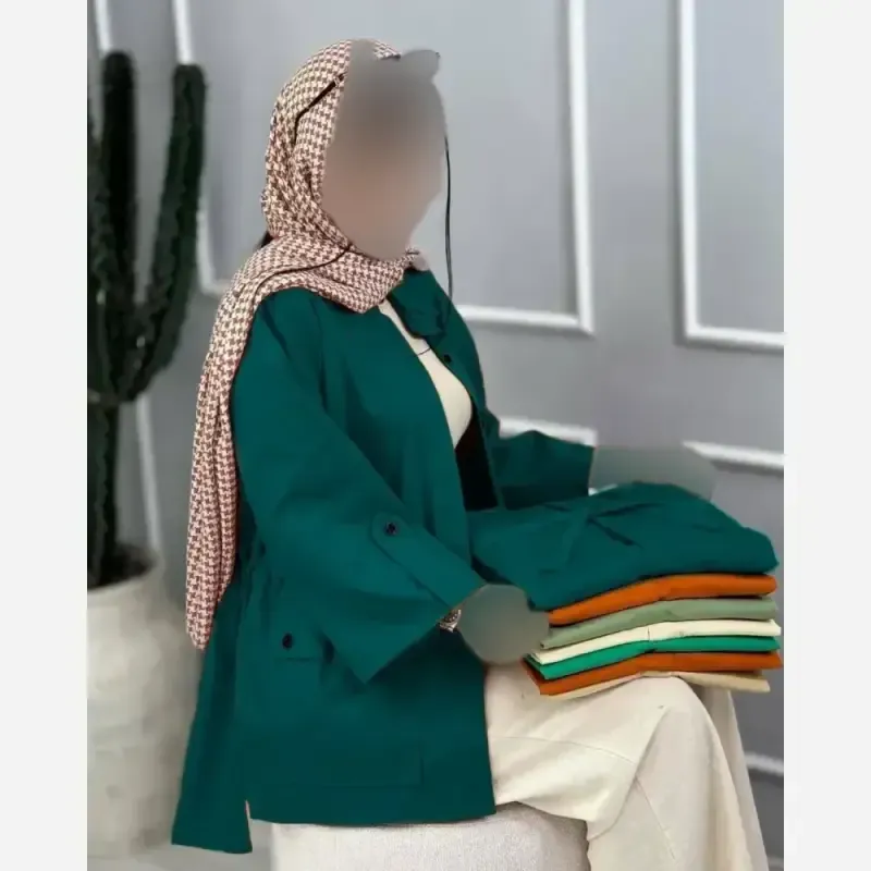 مانتو کمرگت جیبدار مایسا جنس کرسپو درجه یک فری سایز