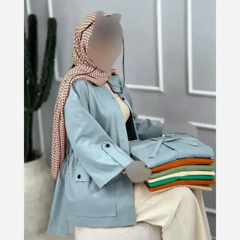 مانتو کمرگت جیبدار مایسا جنس کرسپو درجه یک فری سایز