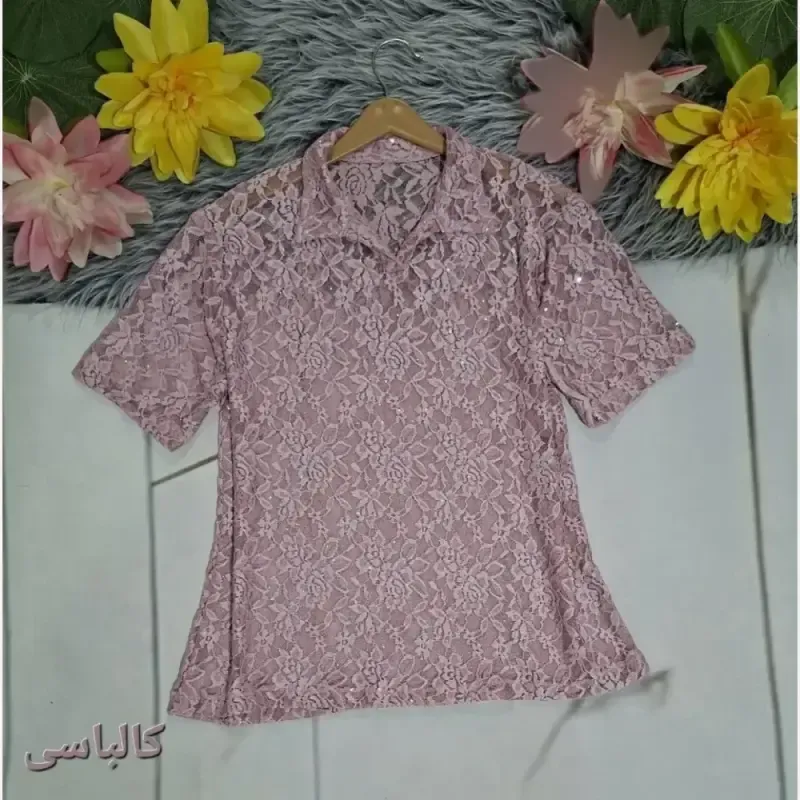 پلوشرت زنانه دانتل پولکی سایز 38 تا 46 رنگ زرد و قهوه ای و کالباسی