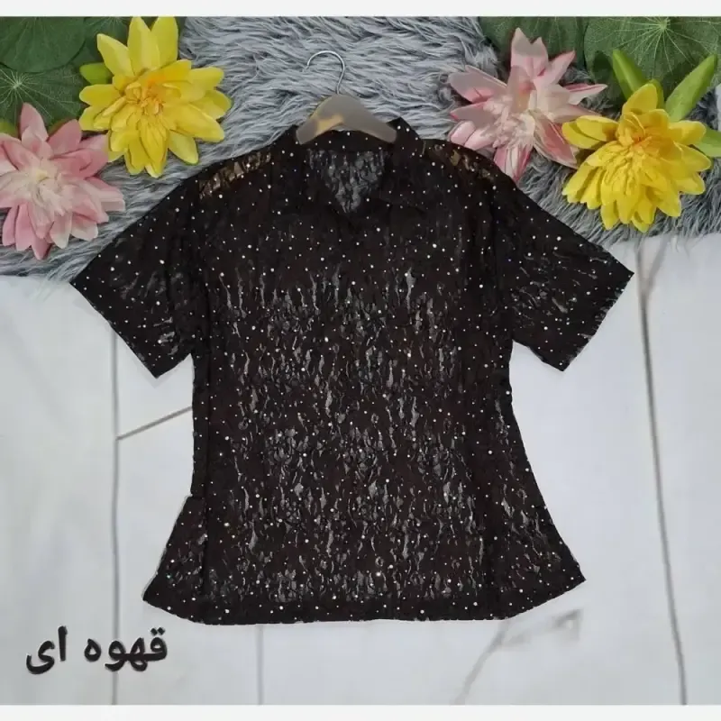 پلوشرت زنانه دانتل پولکی سایز 38 تا 46 رنگ زرد و قهوه ای و کالباسی