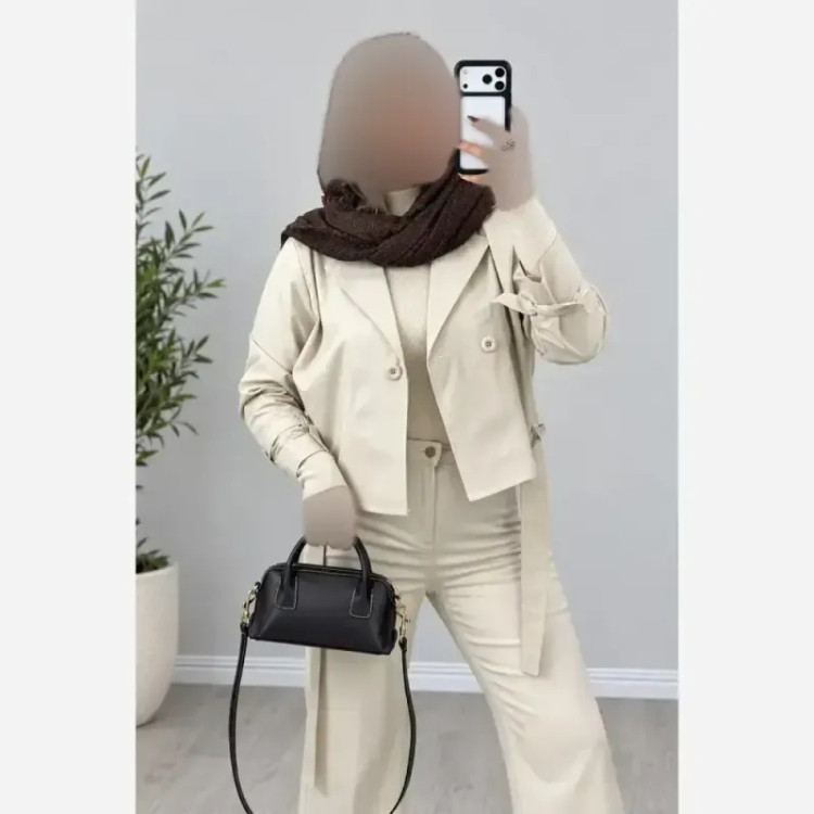 کت کراپ زنانه مدل ترنج جنس تی سی وارداتی کمربند دار سایز فری 36 تا 46 رنگ بندی متنوع