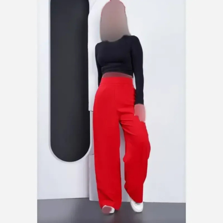 شلوار نیم بگ لنین زنانه جیب دار قد 95 سایز 48