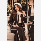 ست سویشرت و شلوار زنانه جنس سوپر مازراتی گرم بالا رنگ بندی مشکی قهوه ای سرمه ای فری سایز 38 تا 46