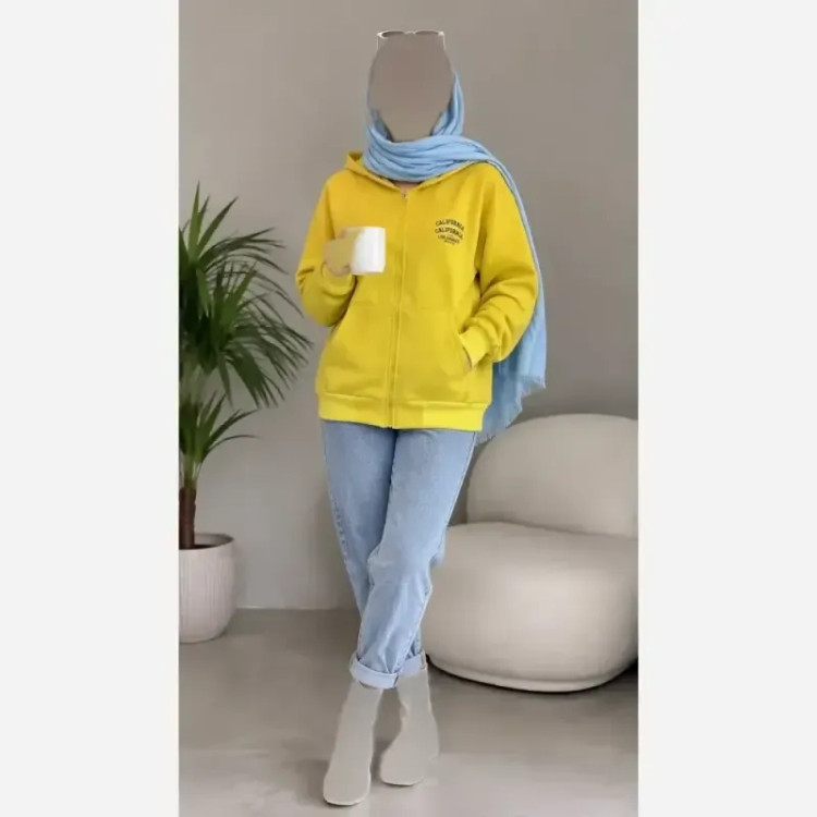 سویشرت کالیفورنیا دورس تو کرکی جیبدار فری سایز
