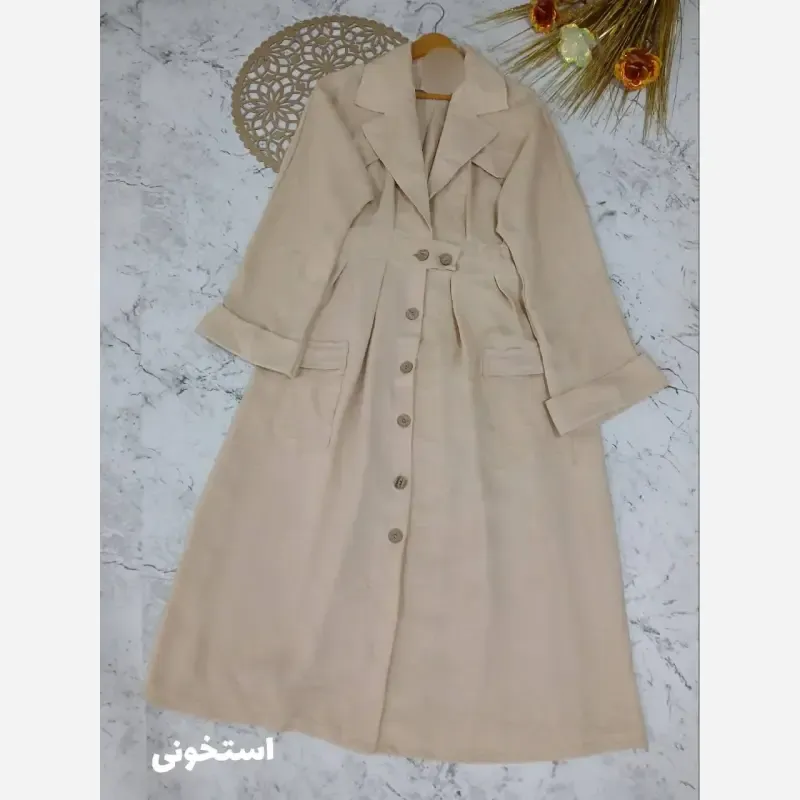 مانتو بلند تابستانه مدل ماربل جنس شانتون فری سایز رنگبندی متنوع